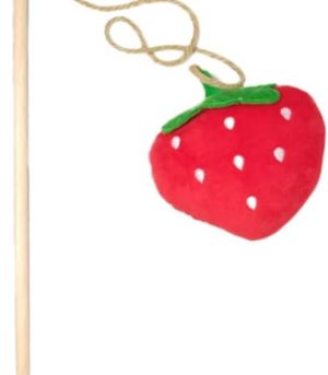 Interactive Wand Cat Toys Strawberry Kitten Teasing Stick Catnip Plush Toy Funny Cat Bite Resistant Stick (Red)
