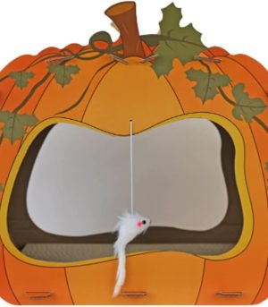 Halloween Pumpkin Cat Scratcher Cardboard House