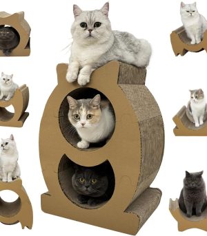 Cat Scratcher Bed Lounge Cardboard Scratching Board for Indoor Cats Multi-Functional Freely Combine Scratch Pad Toy Durable Scratcher House
