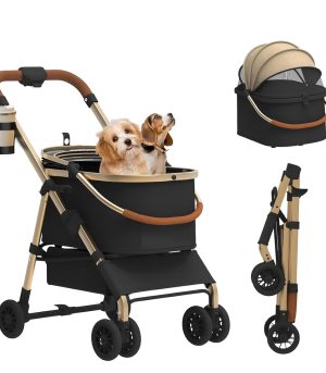 Dog Stroller for Medium Dogs 30 lbs, Pet Stroller,Dog Carrier for Medium Dogs, Detachble Foldable Pet Bag, Storage Basket
