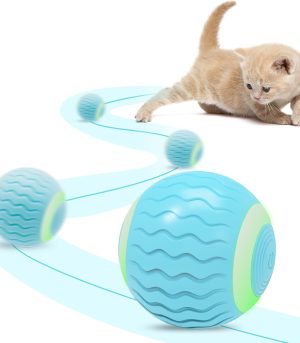 Interactive Cat Toy Ball, Electric Cat Ball with LED Lights, Rolling Cats Toy and Smart Automatic Moving Toy Balls for Cats, Kitten, Dogs with Type-C Charge