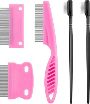 5 Pieces Dog Eye Combs Tear Stain Remover Combs Pet Grooming Comb for Small Dogs Gently Removing Eye Mucus and Crust (Pink, Black)