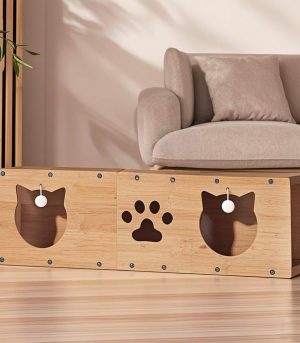 Cat Scratching Pads, Multi-Purpose Kitten Tunnel, Cat Scratching Board House, Tunnel Scratcher with Toy Hanging Ball, Interactive Peephole and Removable Replacement Corrugated Core