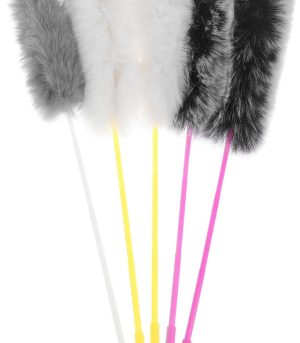 5 Pcs String Plush Cat Teaser Wand - Interactive Kitten Training and Workout Toy - Funny Stick for Cats (Random Color)