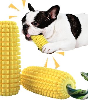 Dog Chew Toys for Aggressive Chewers,Corn Interactive Squeaky Dog Toys for Puppy Medium Breed,Tough Rubber Dental Chew Dog Toys