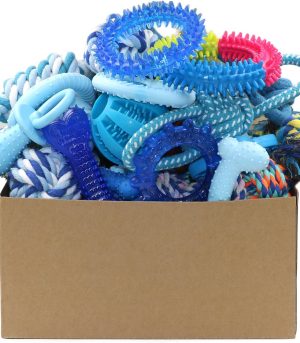 20 Pack Puppy Chew Toys - Blue Dog Teething Toys for Puppies, Puppy Teething Rings and Durable Ropes, Blue Rubber Toy Bundle for Small Dogs, Cute Interactive Dog Balls for Small Breed