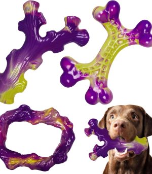 Tough Dog Toys for Aggressive Chewers 3 Pack, Indestructible Dog Toy for Large Dogs, Bacon Flavored, Keeps Dogs Busy