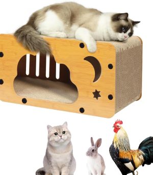 Cat Scratcher House,21.7x11.8x11.8Inches Cardboard Cat House,Large Cat Houses for Indoor Cats to Scratch,Rest and Play,Scratch-Resistant and Protect Couch,Easy to Assemble,Sturdy